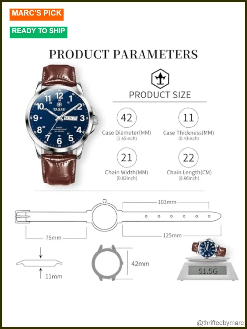 Men's Dress Watch Analog Leather Day Date Arabic Numerals Casual Fashion Wrist